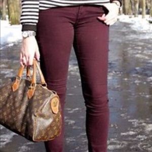 French Connection burgundy skinny jeans
